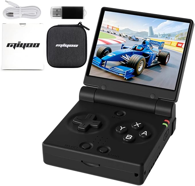 Miyoo Mini Flip Handheld Game Console 2.8-inch 750*560 IPS Screen 2500mAh Miyoo-mini Flip Clamshell Retro Games Consoles OnionOS-64GB Black