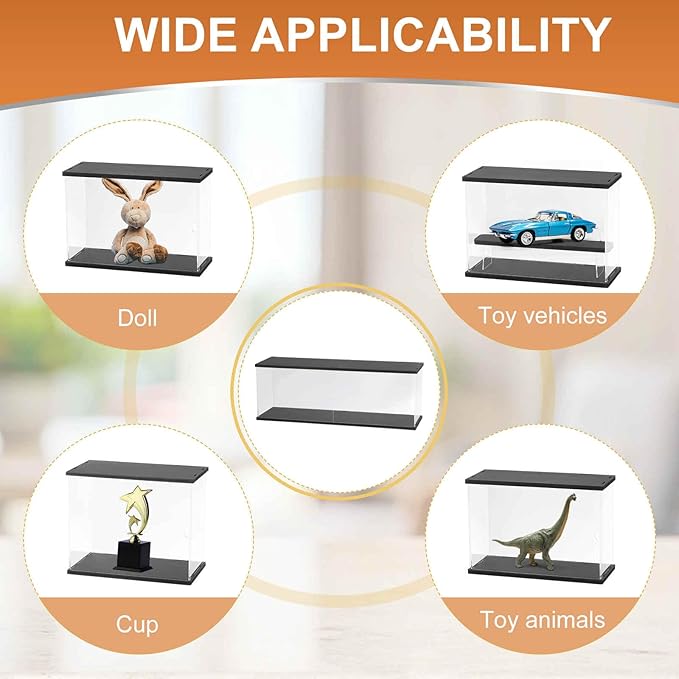MECCANIXITY Clear Display Case, 3 Layer Acrylic Figure Display Case Clear Display Boxes for Collectibles, Figures Model Toys Home Storage(with Square LED Light, 24x7x8 Inch Black Base)