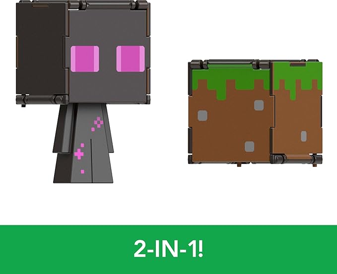 Mattel Minecraft Flippin’ Figs Figures Collection with 2-in-1 Fidget Play, 3.75-inch Scale, Large Heads & Pixelated Design (Characters May Vary)