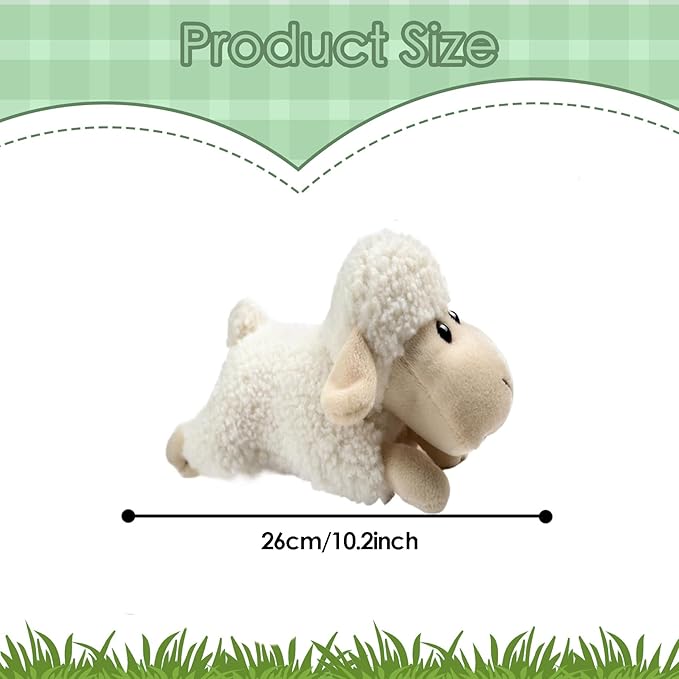 Tiny Heart Sheep Stuffed Animal, Lamb Stuffed Animal, Sheep Plush Toy, Cute Soft Stuffed Lamb Kids Boys and Girls Birthday Baby Home Decor Cuddly White Lamb Toys (Prone Position)