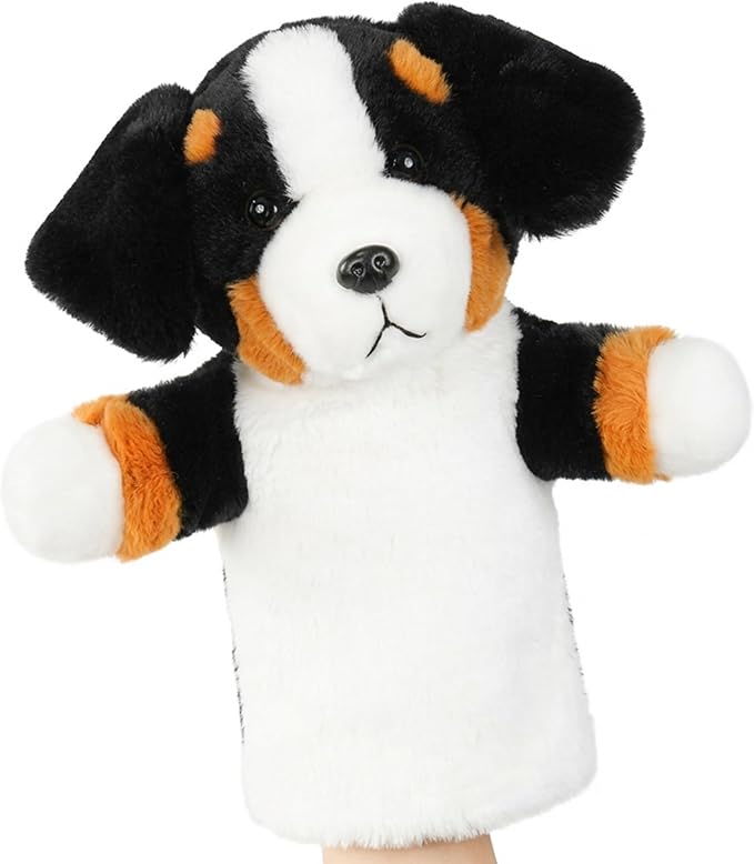 Plush Dog Hand Puppet for Children Educational Pretend Play Animal Puppet for Storytelling Classroom Theater Party Gift for Toddlers Bernese Mountain Dog