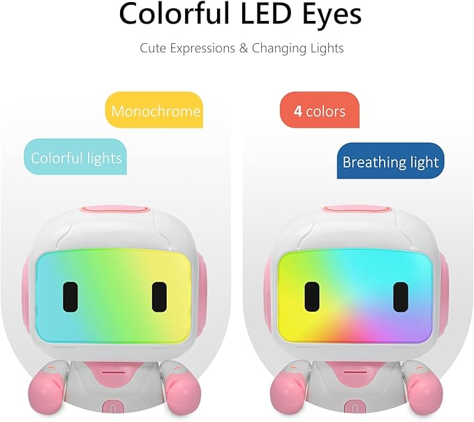 GILOBABY Programmable RC Robot Toy for Girls, Rechargeable STEM Astronaut w/LED Face, Voice Recording, Dancing, Remote Jetpack, Gift for 4 5 6 7 8 Year Old Kids（Pink）