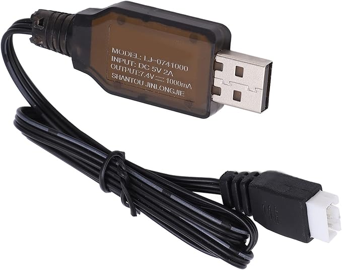 Fydun RC Car Battery Charger, 1 16 7 4V 1000mA Lipo USB Remote App Controlled Vehicle Parts Charging Cable for Control Smart IC Technology with Overload Defence