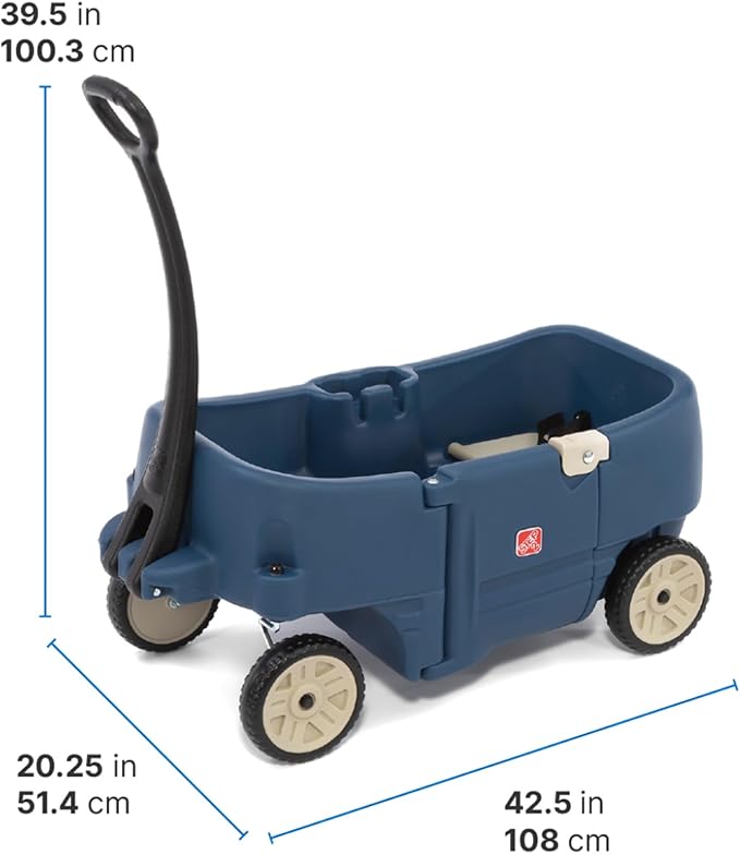 Step2 Wagon for Two Plus, Kids Ride On Toy, Stroller Substitute, Includes Seat Belts, Made of Durable Plastic, Max Weight 75 lbs., For Toddlers 1.5-5 Years Old, Denim Blue