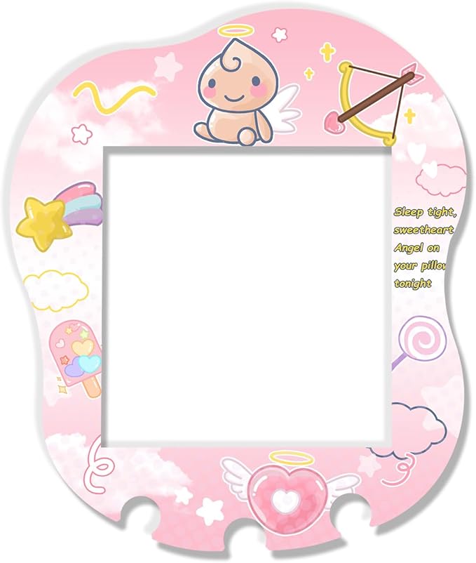 Holographic Laser Faceplate Sticker for Tamagotchi Uni, Self-Adhesive DIY Face Plate Decal, Shimmering Protective Skin for Virtual Pet - (for uni-Angel Pink)