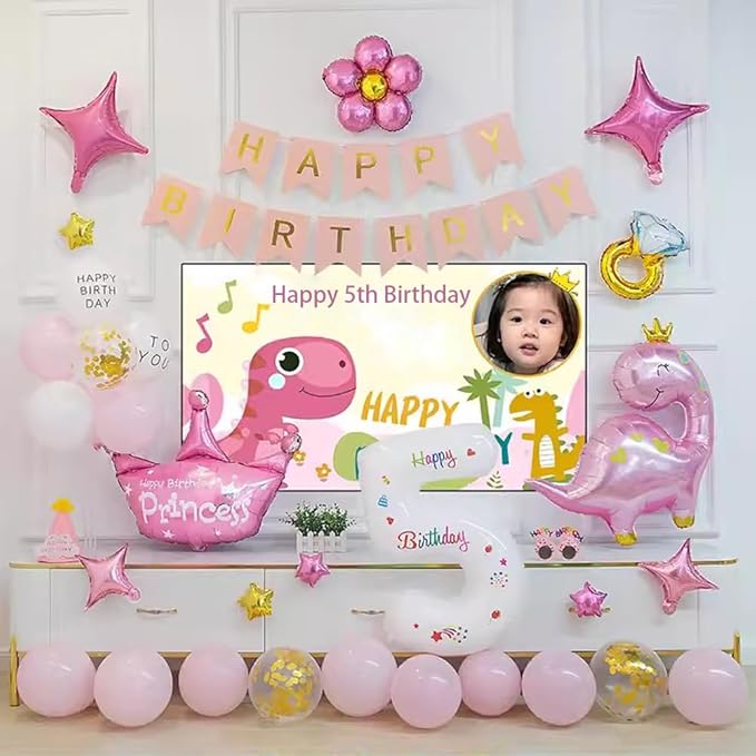 Large Pink Dinosaur Balloons,2 PCS 38 Inch Dino Balloons,Pink Dinosaur Birthday Decorations