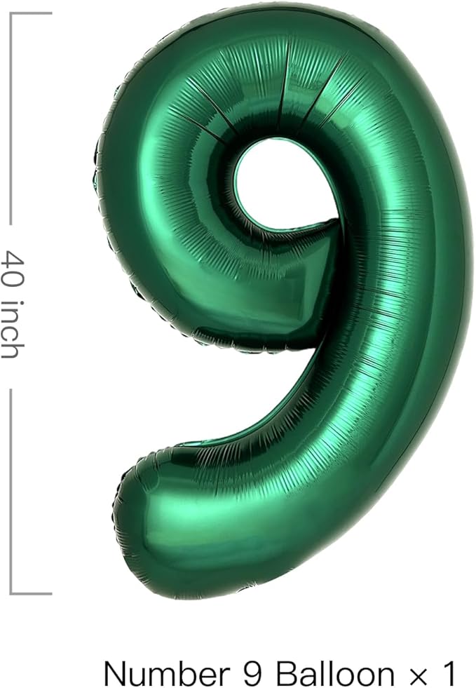 Dark Green Number 9 Balloons Large Emerald Green Number Balloons 40 Inch Jungle Safari Birthday Party Supplies Graduation Decorations Forest Green 9 Balloon