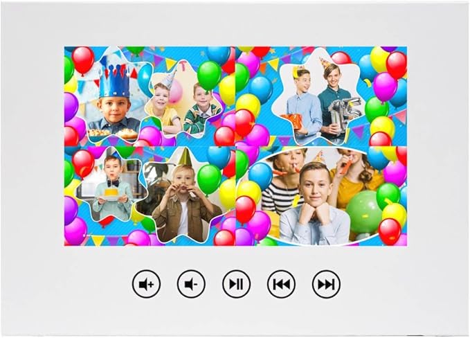Custom Kids Birthday Video Card for Boys – Upload Photos for Animated Slideshow – 7” LCD Display, 512MB Memory, Rechargeable Battery, Birthday Keepsake Gift