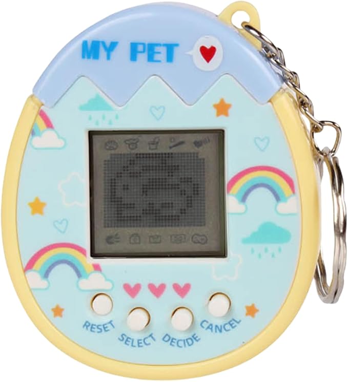 90s Toys Nostalgia, Game Machine with Keychain, Circular Design Compressive and Anti Drop Technology Equipped Multiple Game Modes, Digital Pet for Children Adult (Blue)