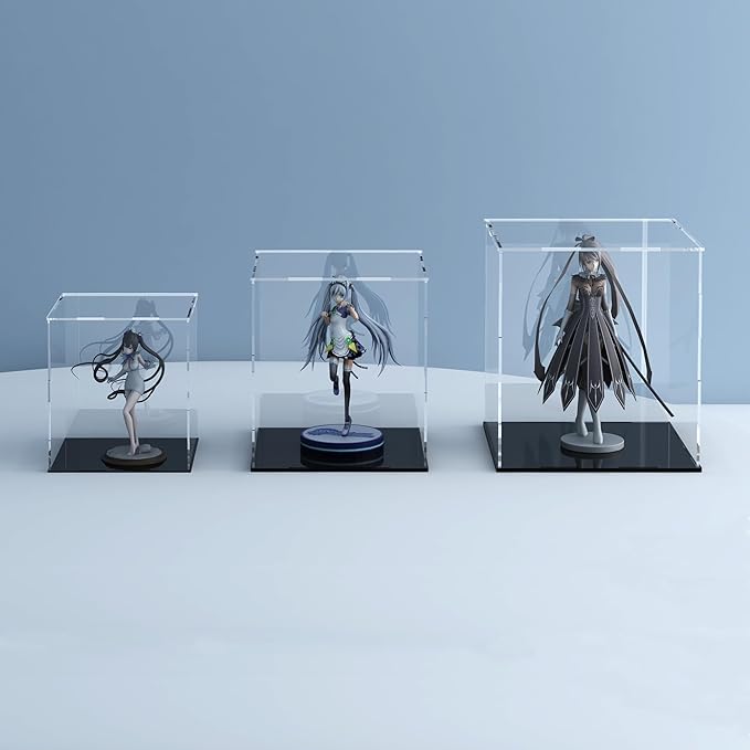 Acrylic Display Case for Collectibles and Toys, Versatile Clear Acrylic Display Box with Black Base for Action Figures and Trophy, 8x8x12-inch