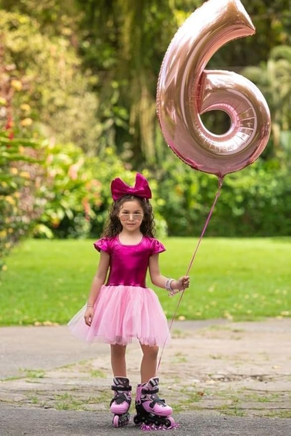 Number 6 Balloon 40 Inch, 6 7 Six Seven Birthday Decorations, 6th Birthday Balloon for Men Women, Rose Gold 16 60 61 65 Numbers Balloons Graduations Anniversary Supplies