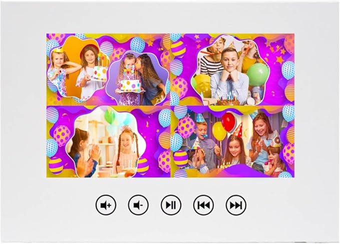 Kids Custom Birthday Video Greeting Card – Personalized Slideshow Gift with Uploaded Photos – 7” Digital Screen, 512MB, Rechargeable Battery, Premium Keepsake