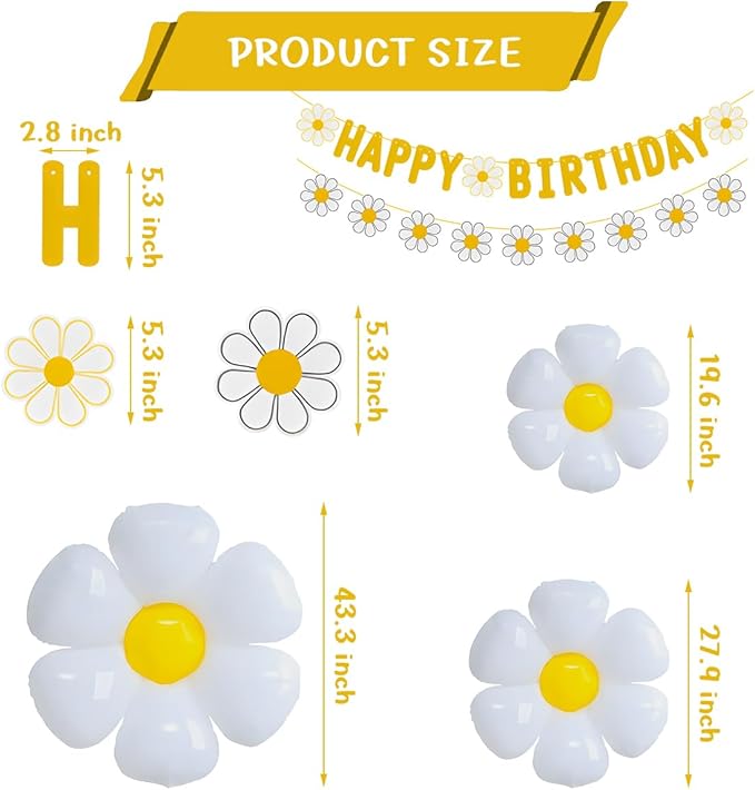 32pcs Daisy Flower Birthday Banner Balloons Decoration,Daisy Party Decorations，Daisys Flower Girls Boys Birthday Party Supplies