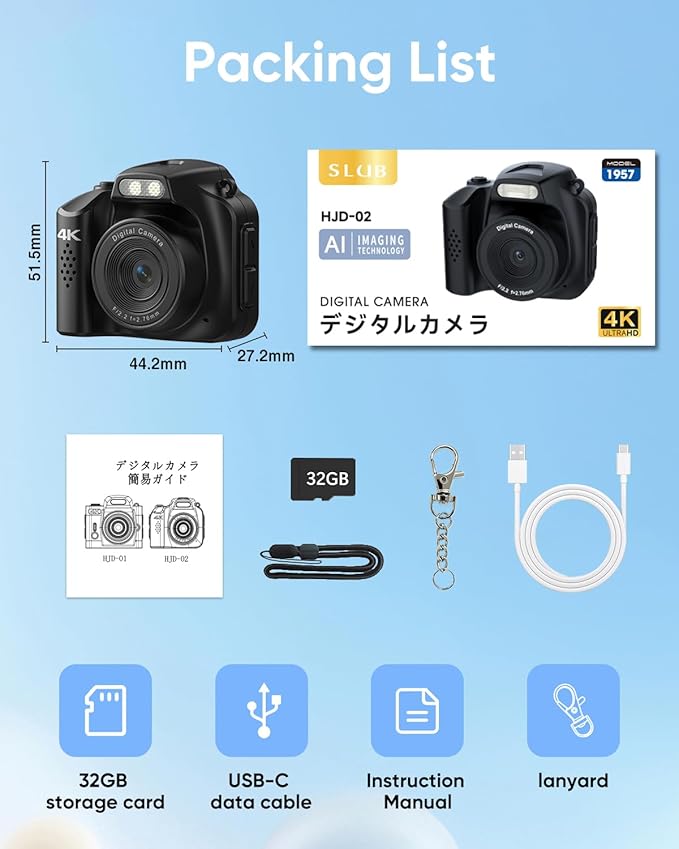 Mini Keychain Camera - 4K Mini Retro Digital Camera - Tiny Pocket Size Photo Video Cameras with 32GB Card - Small Compact Micro Portable Video Recorder for Travel Study Recording(Black)