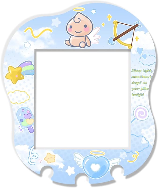 Holographic Laser Faceplate Sticker for Tamagotchi Uni, Self-Adhesive DIY Face Plate Decal, Shimmering Protective Skin for Virtual Pet - (for uni-Angel Blue)