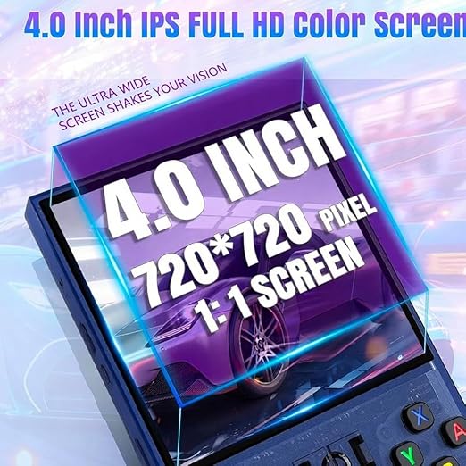 Donop R36MAX Retro Handheld Gaming Console, 4.0 Inch IPS Screen with 64GB TF Card, Open Source Linux System Portable Video Game Player, 4000mAh Battery Classic Gaming Gift (Blue)