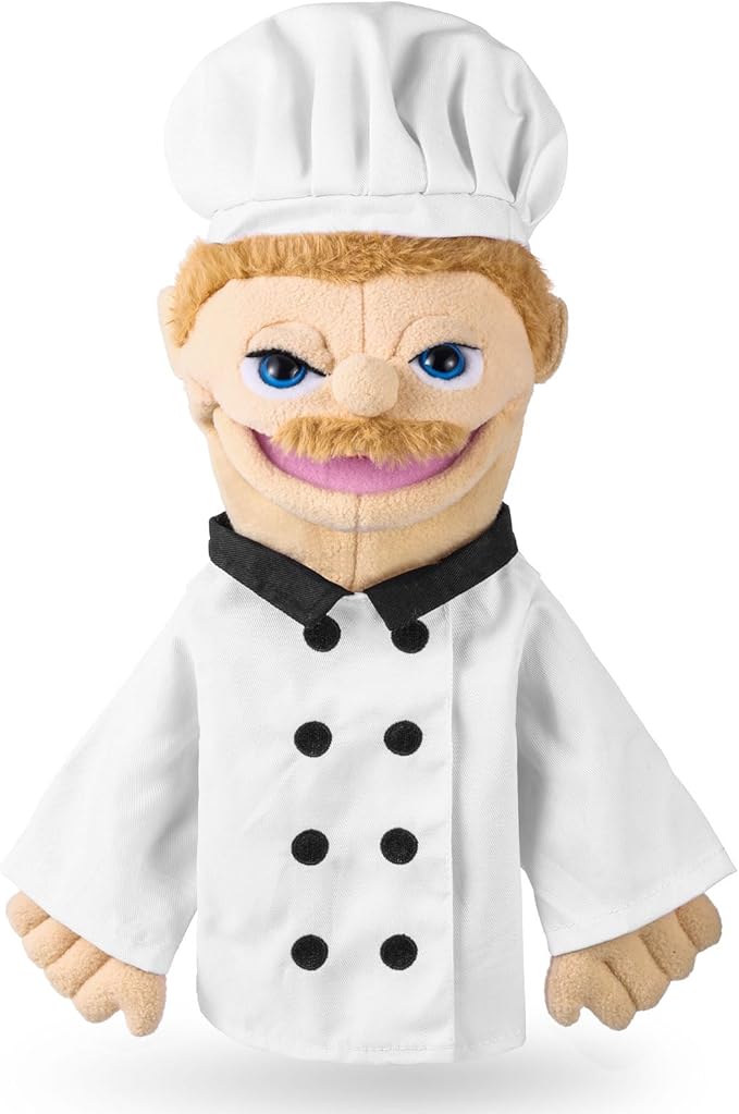 Role Play Hand Puppets Hand Plush Chef Doctor Fireman Pirate Detective Athlete Nurse Worker Hand Puppet Toys Puppets for Kids Storytelling Imaginative Pretend Play Teaching Preschool(Chef)
