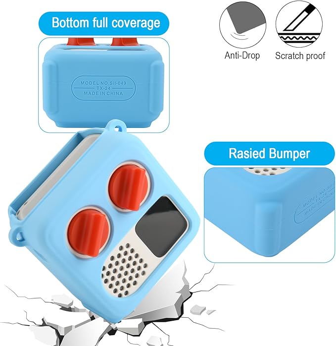 TXEsign Silicone Case Cover for Yoto Mini (2024 Edition), Travel Carrying Case with Adjustable Shoulder Strap Protective Cover for Yoto Mini Player (Sky Blue)