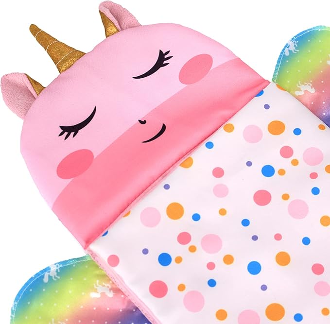 ONEST 5 Pieces 14 to 14.5 Inch Doll Clothes Doll Sleeping Bag for Dolls Include Unicorn Clothes Sleeping Bag, Pillow, Eye Mask, U Shaped Pillow