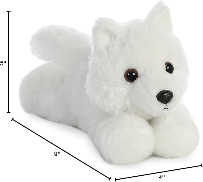 Aurora® Adorable Mini Flopsie™ White Wolf Stuffed Animal - Mini Companions Ready for Playful Adventures - for Kids All Ages, Toddlers, Adults, and Families - White 9 Inches