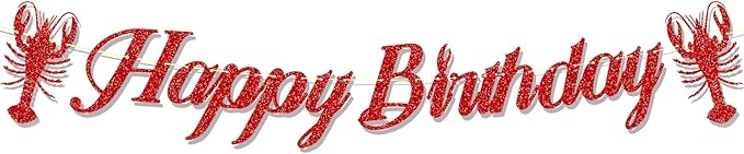 Glitter Crawfish Birthday Party Decorations Lobster Boil Happy Birthday Banner Crawfish Party Supplies