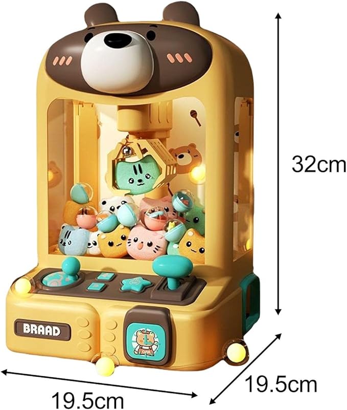 Claw Machine for Kids, Mini Vending Machines Arcade Candy Capsule Claw Game Prizes Toy, Electronic Small Toys for Home, Gifts for Adults Girls, Bear