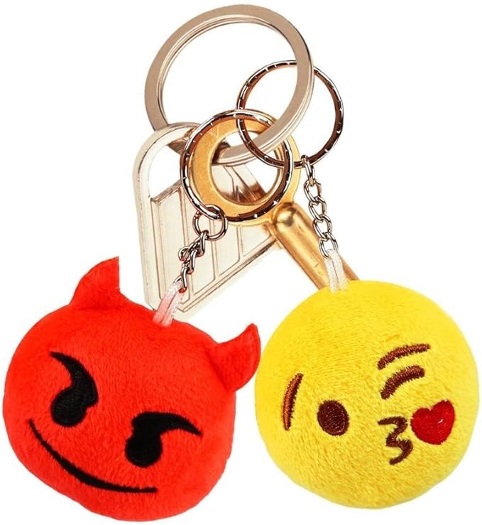 Dreampark Emoticon Party Favors, Emoticon Keychain 100 Pack Mini Plush Carnival Prizes for Kids Birthday Party Supplies Treasure Box School Prize Valentine Day Gifts for Kids Classroom Bulk Toy
