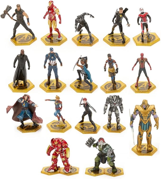Disney Store Official Marvel Mega Figure Set- 17 Fully Sculpted Figurines - Includes Spiderman, Iron Man, Captain America, & More - Perfect Marvel Gift for Fans of Toy Figures & Playsets