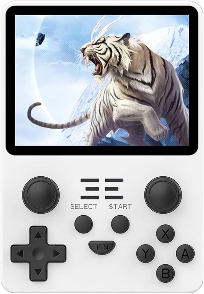 Powkiddy RGB20S Handheld Game Console Pow Kitty Handheld Arcade Game Built-in 15,000 Games & 64G 3.5 Inch IPS Screen Open Source System, Retro Games Consoles Classic Emulator (White)