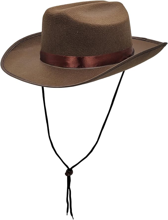 The Dreidel Company Cowboy Felt Western Hat, 22" Circumference Dress Up Costume Clothes for Kids, Pretend Play, Party Favors
