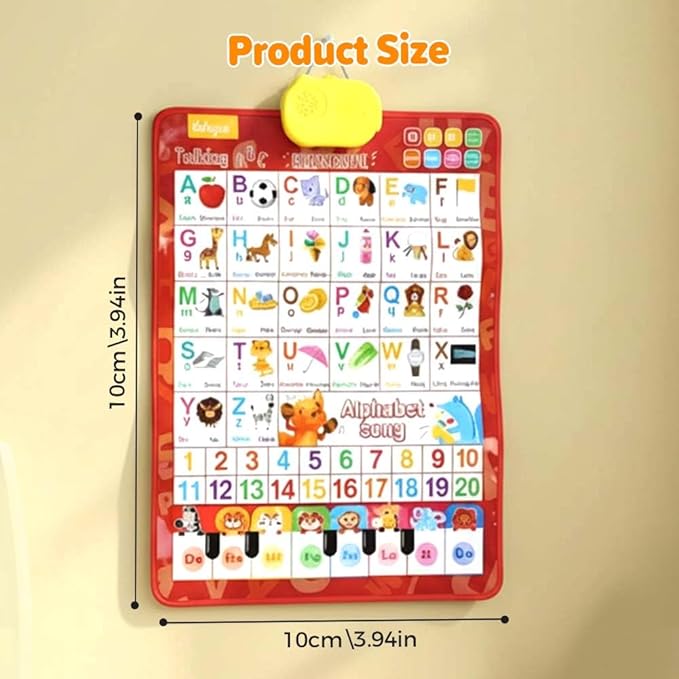 Bilingual Talking Wall Chart, 2026 New Interactive Learning Placard, Durable Alphabet Chart with Pictures and Sounds, Portable Early Education Toy for Home