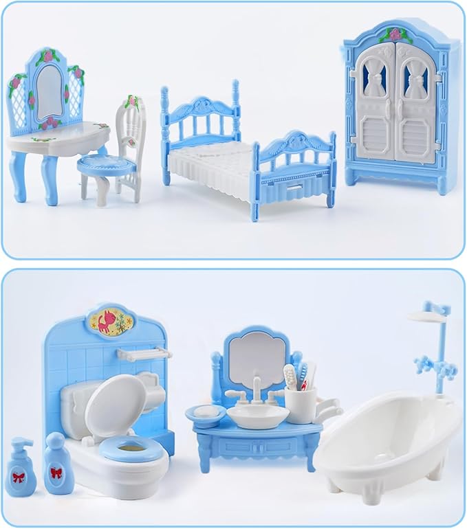 35 Pcs Dollhouse Furniture Accessories Set Mini House Furniture Small Dollhouse Miniature Furniture Play House Accessories 1:12 Tiny Kitchen Bedroom LivingRoom Bathroom Boy Girl Toddler3Y+