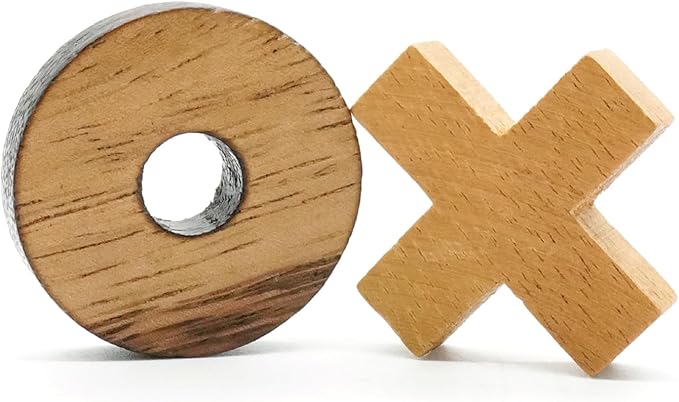 BSIRI Tic Tac Toe Wooden Board Games (Only X-O Pieces)- Unique Gifts, Fun Gifts for Adults and Use as Living Room Rustic Table Decor Ideal for Coffee Table Decor