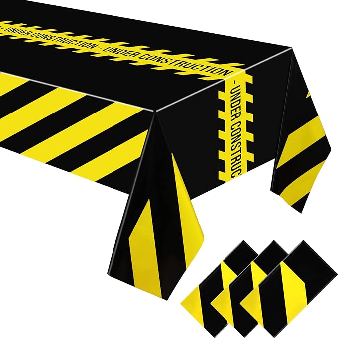 3 Pcs Construction Tablecloth Black Racetrack Party Tablecover for Kids Racing Car Theme Birthday Party Supplies Runner Plastic Rectangular Table Cover Table Decorations for Birthday Supplies