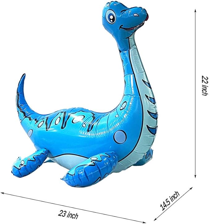 4Pack Giant 3D Dinosaur Balloons for Birthday Party Decorations, Cute Self Standing 3D Dino Aluminium Foil Balloons, Inflatable Animal Balloons for Party Supplies