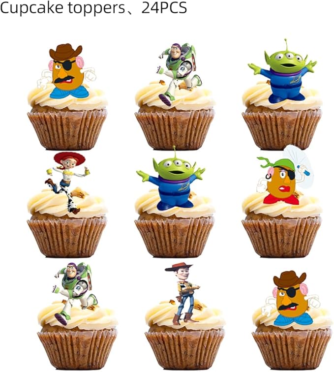24pcs toy kids story Cake Toppers Cupcake Toppers Cake Decorations,toy kids story Birthday Party Supplies Decorations (13)