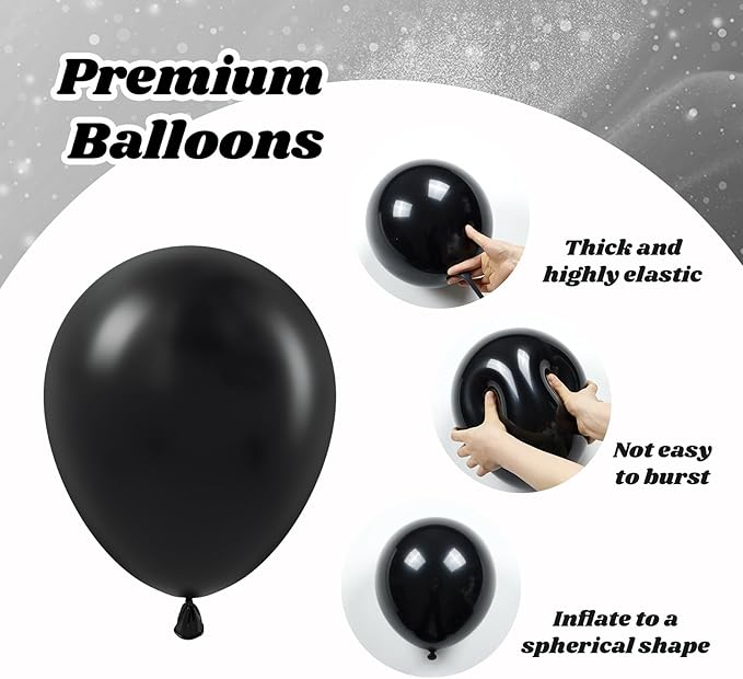 Blue and Black Balloons, 60pcs 12inch Blue Black Metallic Silver Balloons for Graduation New Year Birthday Party Decorations