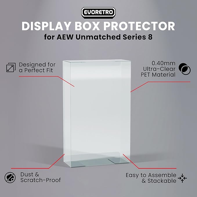 EVORETRO PET Display Case Protector for AEW Unmatched Series 8 (0.40mm, 10-Pack) – Clear Protective Display Cases for Action Figures
