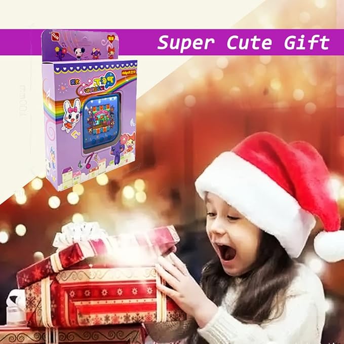Virtual Electronic Pocket Pets for Kids - Super Cute Retro Digital Pixel Nostalgia for Girls 6 Years+, 12 Cartoon Characters Mascotas, Handheld, Mini Console Pet Machine Toys, 6.5*6.5*3cm (Purple)