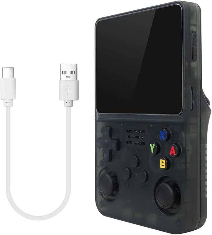 R36S Retro Handheld Video Game Console 128GB Linux System 3.5'' IPS Screen 15,000 Games Portable (Black)