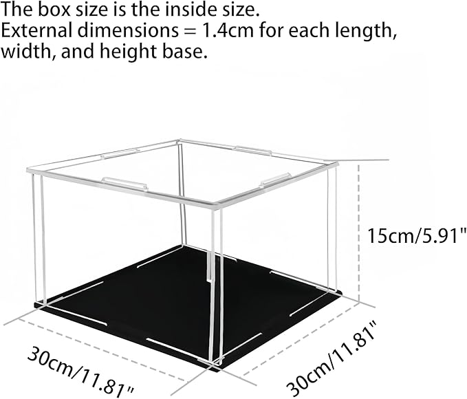 30 x 30 x 15cm Acrylic Clear Display Case Perspex Box Display Cabinets for Collectables, Assemble Countertop Dustproof Protection Showcase for Toys Models Action Figures