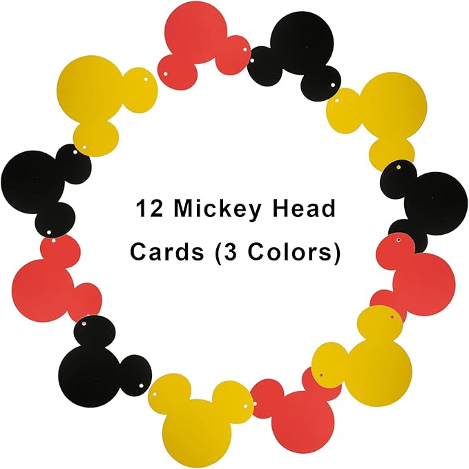 CHuangQi Colorful Happy Birthday Banner with Mickey Style Bunting, Mickey-themed Birthday Party Supplies