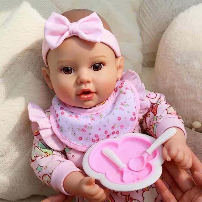 Baby Dolls, 17 Inches Large Realistic Baby Doll with Cute Soft Body, Real Life Baby Dolls Girl, with Bottles & Pacifier, Diapers and Bibs, Gift Idea for Ages 3+