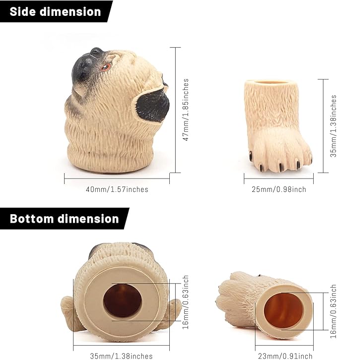 AQKILO Pug Finger Puppet Set, Animals Puppet Show Theater Props, Novelty Toys Weird Stuff Gifts