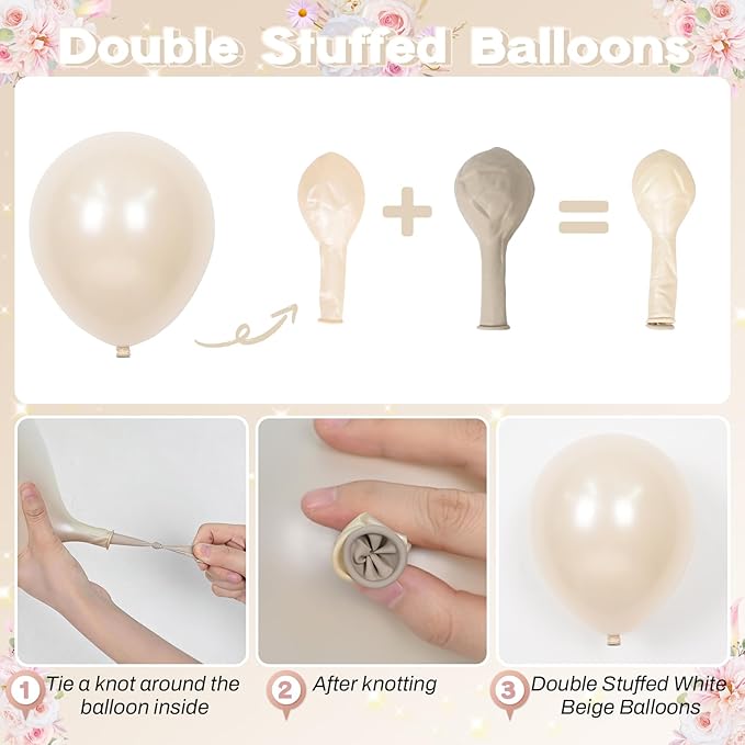 Pink and Gold Balloons 12 Inch Pastel Light Baby Pink Double Stuffed Sand White Sand Beige Champagne Gold Metallic Latex Party Balloon for Boho Birthday Baby Bridal Shower Wedding Party Decor