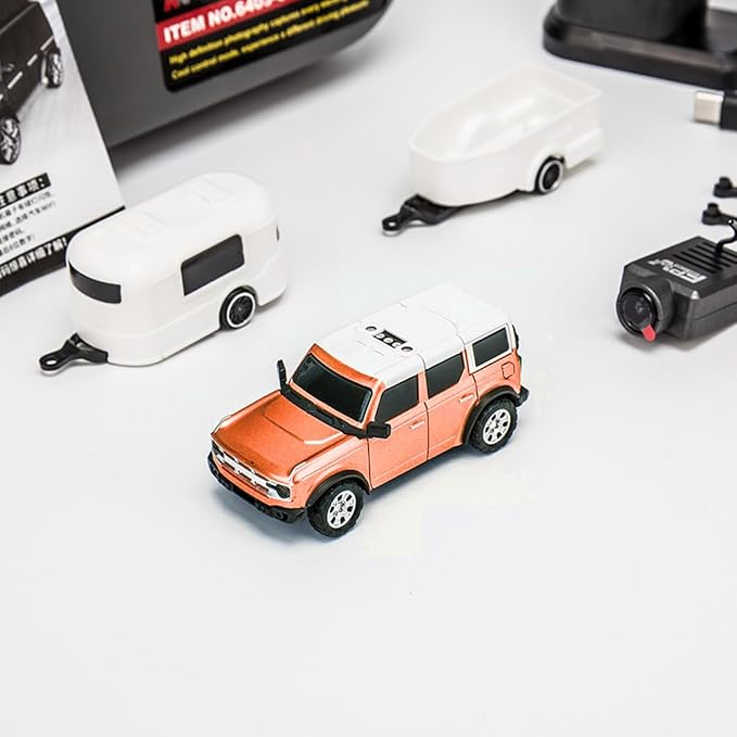 WL 6405-C 1/64 FPV RC Car, Full Proportional Mini Remote Control Car with APP Auto-Pairing, WiFi Module Control, Camera - Includes Storage Case ＆ Tow Trailers (RTR Version)