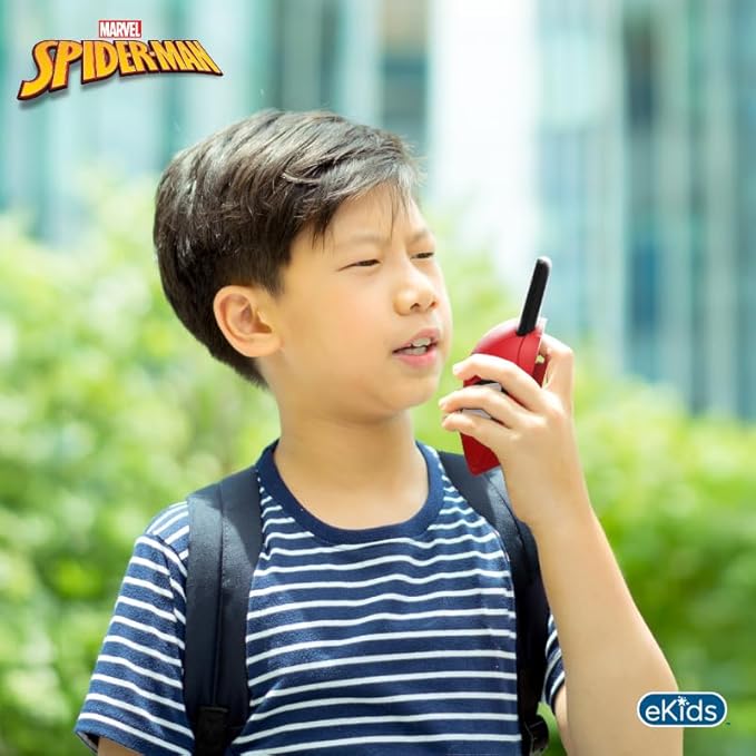 eKids Walkie Talkies for Kids, Static Free and Extended Range, Indoor and Outdoor Toys (Spiderman)