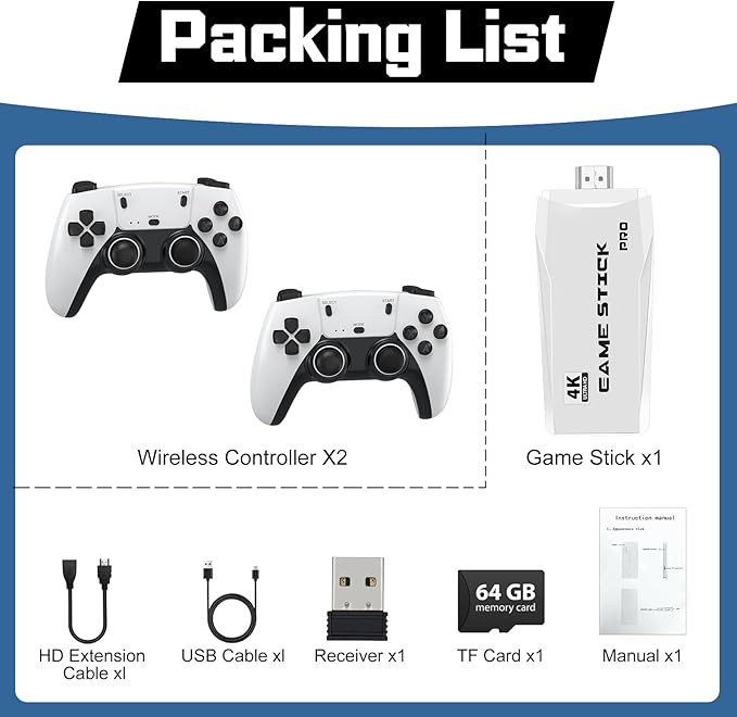 New Retro Game Console, Classic Video Games with 4K HDMI, 20,000+ Games and 23 Emulators, Upgraded Dual 2.4G Wireless Controllers for Game Console