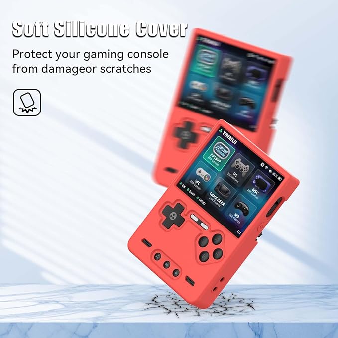 Silicone Case for Trimui Brick Retro Handheld Game Console, Soft Skin Cover for Trimui Brick Accessories, Anti-Scratch Washable TrimuiBrick with Lanyard (Red)