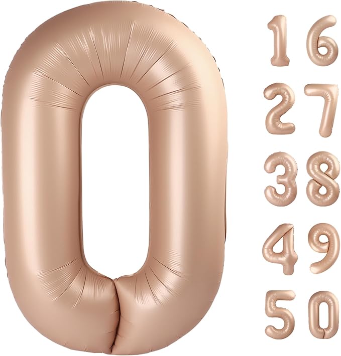 40 Inch Caramel Balloon Number 0 Balloon, Jumbo Mylar Foil Helium Balloon for 10 20 30 40 50 60 70 80 90 100 2025 Birthday Digital Balloons for Birthday Party,Wedding Anniversary Party Decorations